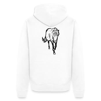 Pferde T-shirt Geschenk Reiter  - Unisex Premium Bio Zip Hoodie - Weiß - Hinten - Thijin (182cm)