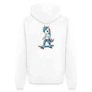 Skater Unicorn - Unisex Premium Organic Zip Hoodie - white - Back - Thijin (182cm)