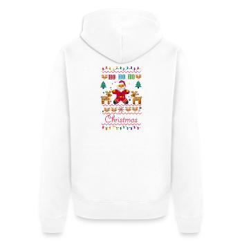 Ugly Christmas Sweater Design-Santa and Reindeer - Unisex Premium Organic Zip Hoodie - white - Back - Thijin (182cm)