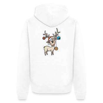 Reindeer comic Christmas funny Christmas tree icon - Unisex Premium Organic Zip Hoodie - white - Back - Thijin (182cm)