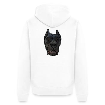 Cane Corso kupiert Kopf im Comicstyle - Unisex Premium Bio Zip Hoodie - Weiß - Hinten - Thijin (182cm)