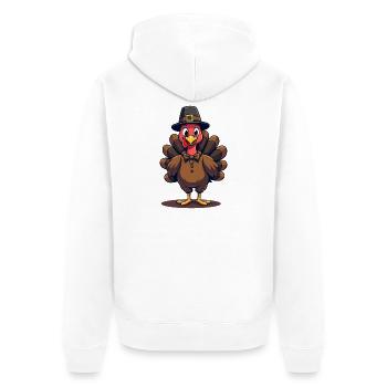 Thanksgiving Lustiger Thanksgiving Truthahn - Unisex Premium Bio Zip Hoodie - Weiß - Hinten - Thijin (182cm)