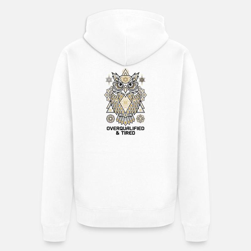 Mandala de la chouette surqualifiée - Veste à capuche bio Premium Unisexe - blanc