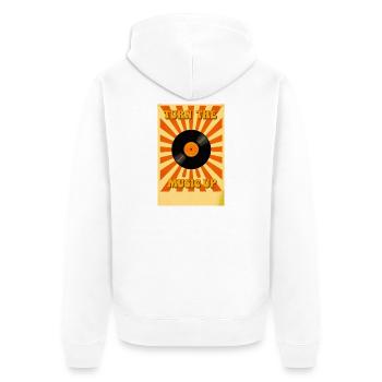 Stacked Retro Speakers Rising with Musical Energy  - Unisex Premium Organic Zip Hoodie - white - Back - Thijin (182cm)