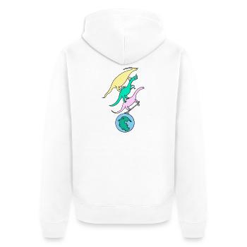 Skater_Dinos - Unisex Premium Bio Zip Hoodie - Weiß - Hinten - Thijin (182cm)