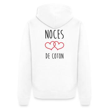 Baumwollhochzeit 1 Jahr Hochzeit - Unisex Premium Bio Zip Hoodie - Weiß - Hinten - Thijin (182cm)