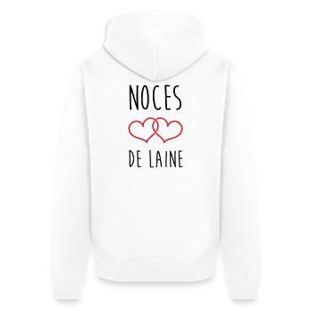 Wools Hochzeit 7 Jahre Ehe - Unisex Premium Bio Zip Hoodie - Weiß - Hinten - Thijin (182cm)