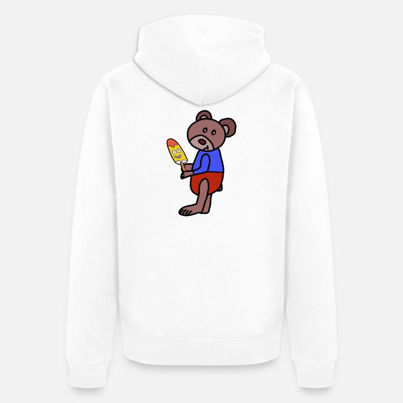 Bär Teddy  Eiskrem  Eis Kind - Unisex Premium Organic Zip Hoodie - white