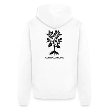 Ashwagandha Plant Silhouette - Unisex Premium Organic Zip Hoodie - white - Back - Thijin (182cm)