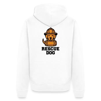 Rescue Dog Rettungshund Icon - Unisex Premium Bio Zip Hoodie - Weiß - Hinten - Thijin (182cm)