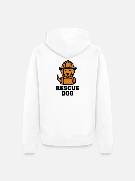 Rescue Dog Rettungshund Icon - Unisex Premium Organic Zip Hoodie - white