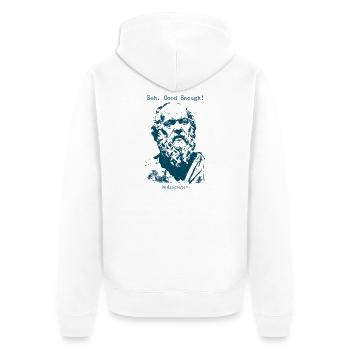 Eeh Good Enough - Mediocrates - Unisex Premium Bio Zip Hoodie - Weiß - Hinten - Thijin (182cm)