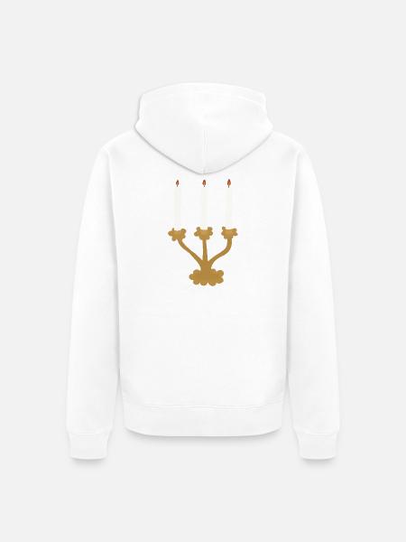 Drei-Kerzen-Kandelaber rustikal - Unisex Premium Bio Zip Hoodie - Weiß