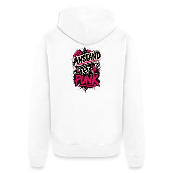 Anstand ist Punk – Pinkes Statement mit Nadel - Unisex Premium Bio Zip Hoodie - Weiß - Hinten - Thijin (182cm)