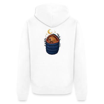 Capybara Hiking - Unisex Premium Bio Zip Hoodie - Weiß - Hinten - Thijin (182cm)
