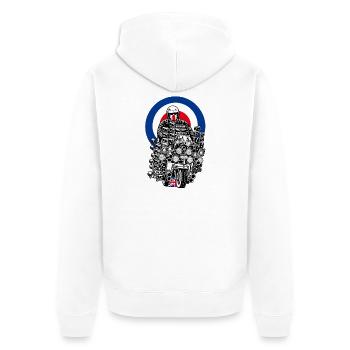 British Mod Scooter - Unisex Premium Bio Zip Hoodie - Weiß - Hinten - Thijin (182cm)