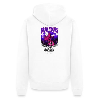 Bran Tours Transylvania Nights Brasov Slasher - Unisex Premium Bio Zip Hoodie - Weiß - Hinten - Thijin (182cm)