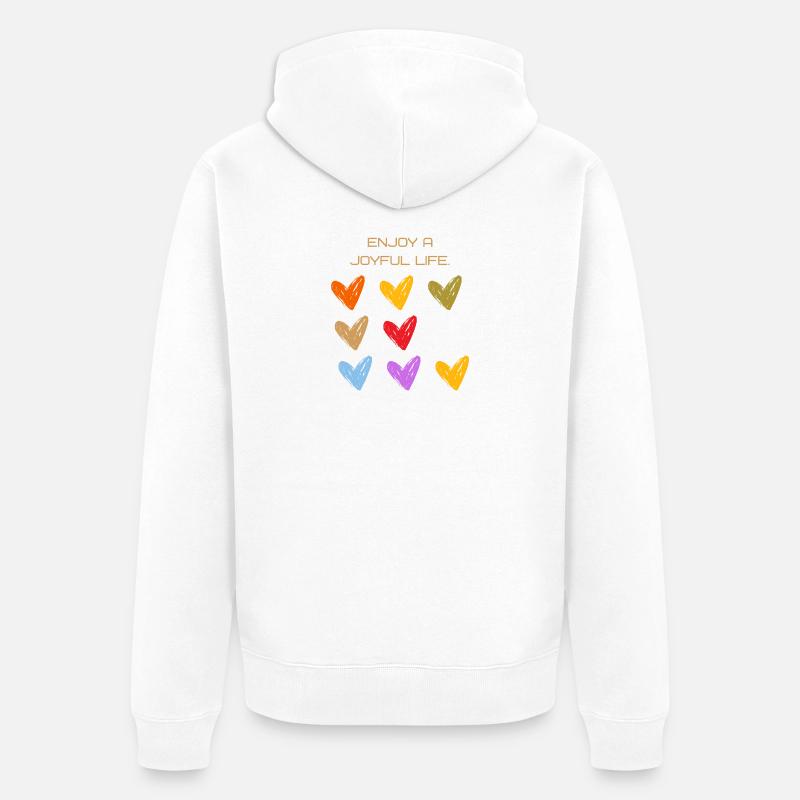 Cœurs Joyeux Monde des Couleurs - Veste à capuche bio Premium Unisexe - blanc