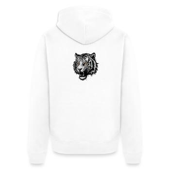 Black White Tiger Head with Orange Eyes - Unisex Premium Organic Zip Hoodie - white - Back - Thijin (182cm)