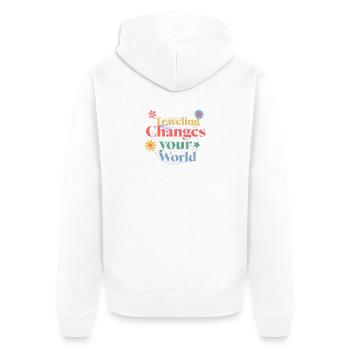 Reisen verändert deine Welt - Unisex Premium Bio Zip Hoodie - Weiß - Hinten - Thijin (182cm)