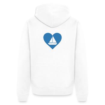 Segelboot Herz Motiv - Unisex Premium Bio Zip Hoodie - Weiß - Hinten - Thijin (182cm)