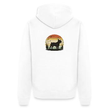 Silhouette du chien sauvage au coucher du soleil - Veste à capuche bio Premium Unisexe - blanc - Dos - Thijin (182cm)