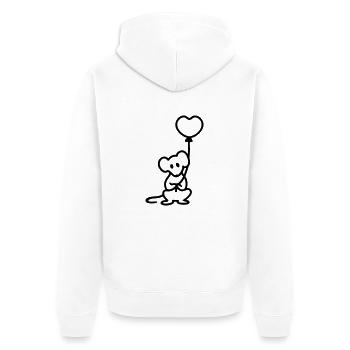 Maus + Ballon - Line - Unisex Premium Bio Zip Hoodie - Weiß - Hinten - Thijin (182cm)