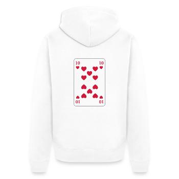 Heart 10 - ten of hearts - Unisex Premium Organic Zip Hoodie - white - Back - Thijin (182cm)