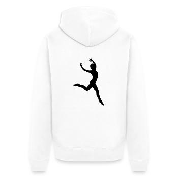 Gymnastik - Unisex Premium Bio Zip Hoodie - Weiß - Hinten - Thijin (182cm)