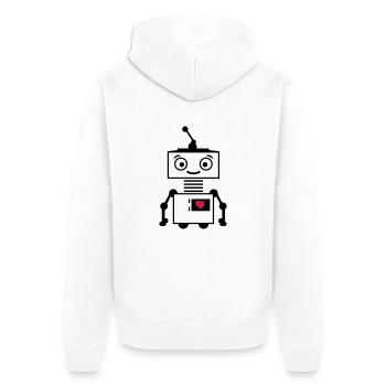 roboter_herz_2 - Unisex Premium Bio Zip Hoodie - Weiß - Hinten - Thijin (182cm)