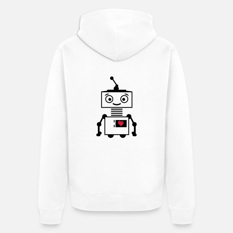 roboter_herz_2 - Unisex Premium Bio Zip Hoodie - Weiß