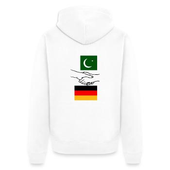 Pakistan & Deutschland - Unisex Premium Bio Zip Hoodie - Weiß - Hinten - Thijin (182cm)