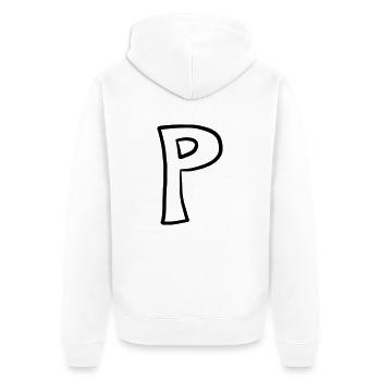 Letter P comic cartoon - Unisex Premium Organic Zip Hoodie - white - Back - Thijin (182cm)