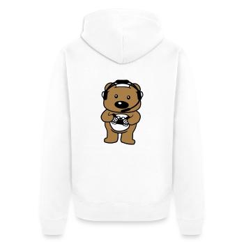 teddy gamer nerd controller console jouer jeux - Veste à capuche bio Premium Unisexe - blanc - Dos - Thijin (182cm)