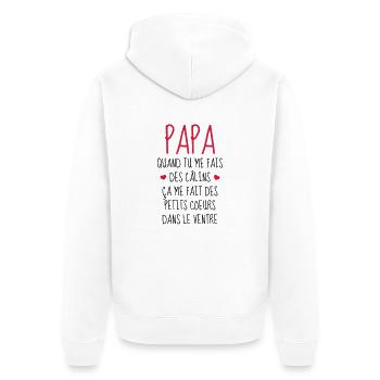 Papa - Fête des Pères - Bébé - Naissance - Baby - Veste à capuche bio Premium Unisexe - blanc - Dos - Thijin (182cm)