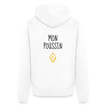 Mon Poussin - Bébé - Naissance - Amour - Famille - Veste à capuche bio Premium Unisexe - blanc - Dos - Thijin (182cm)