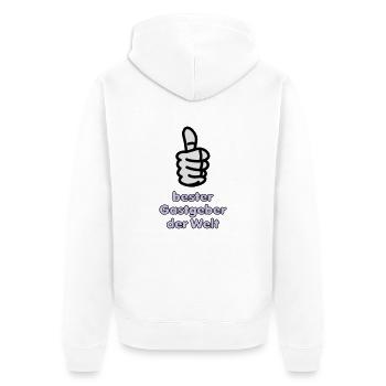 Vektorgrafik bester Gastgeber der Welt - Unisex Premium Bio Zip Hoodie - Weiß - Hinten - Thijin (182cm)