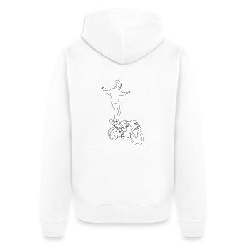 Lebensdauer - Unisex Premium Bio Zip Hoodie - Weiß - Hinten - Thijin (182cm)