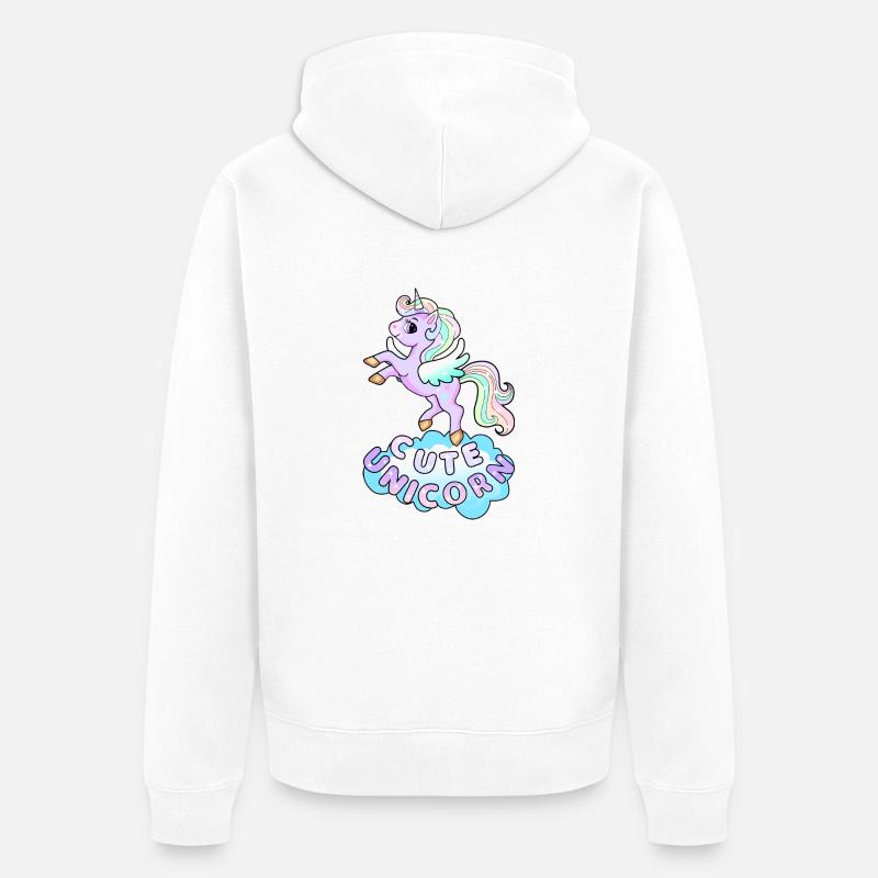 Licorne mignonne - Veste à capuche bio Premium Unisexe - blanc