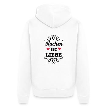 Kochen ist Liebe - Unisex Premium Bio Zip Hoodie - Weiß - Hinten - Thijin (182cm)