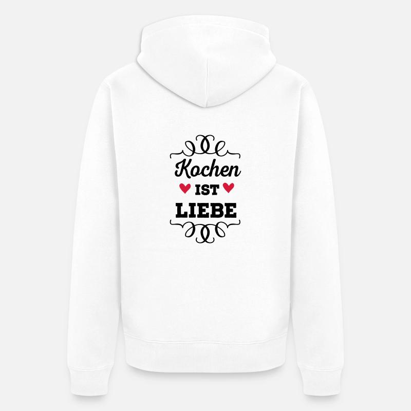 Kochen ist Liebe - Unisex Premium Bio Zip Hoodie - Weiß