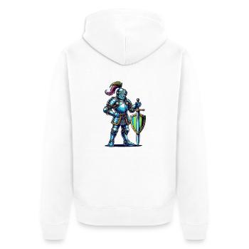 Knight Comic - Unisex Premium Organic Zip Hoodie - white - Back - Thijin (182cm)