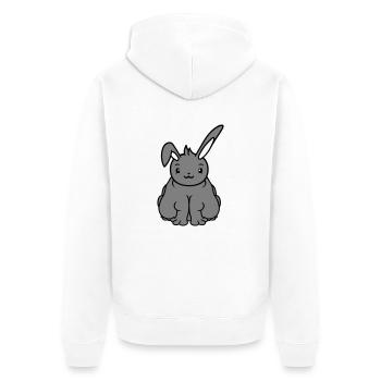 Gros Lapin Assis En Surpoids Gros Affamé Drôle - Veste à capuche bio Premium Unisexe - blanc - Dos - Thijin (182cm)
