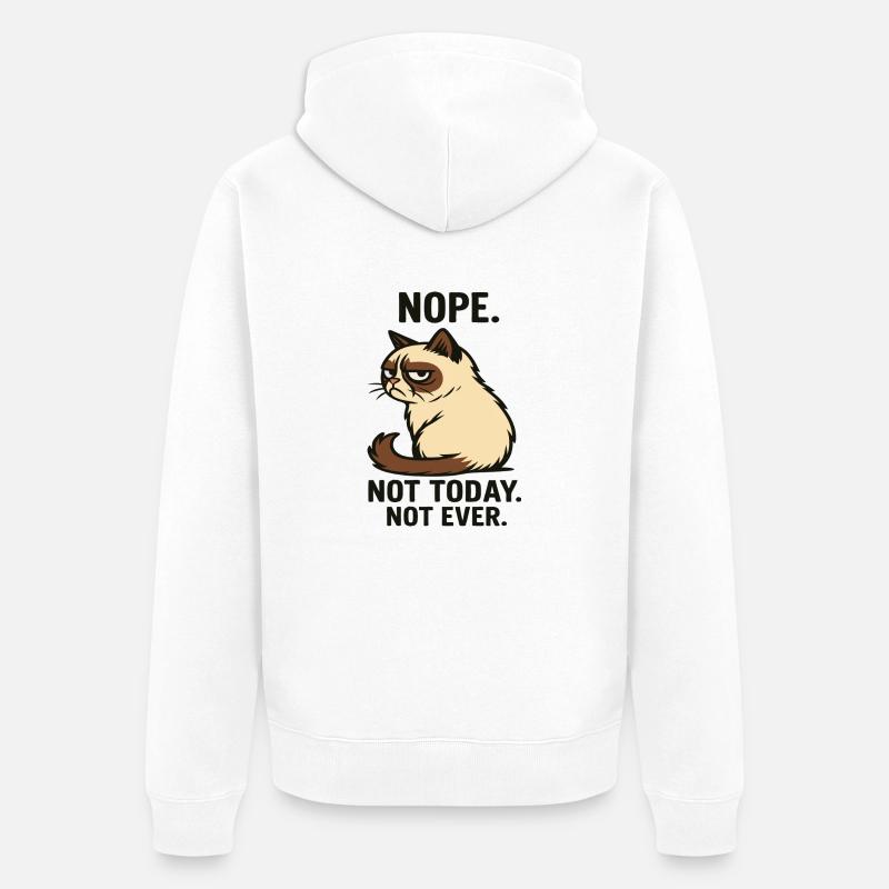 Chat « Pas aujourd’hui » - Veste à capuche bio Premium Unisexe - blanc