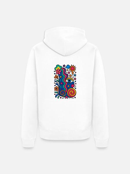 Exzentrisches Buntes Design - Unisex Premium Bio Zip Hoodie - Weiß