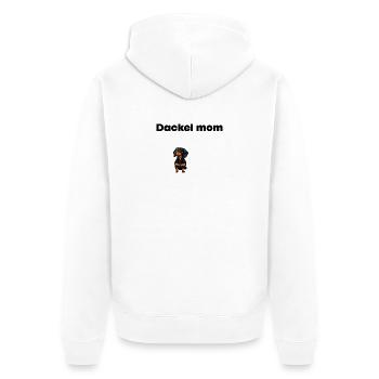 Dackel Cartoon SchwarzOrange Kontrast - Unisex Premium Bio Zip Hoodie - Weiß - Hinten - Thijin (182cm)
