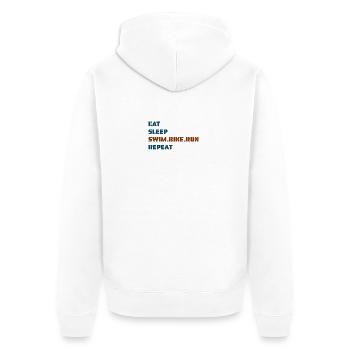 mangerDormirNatnatBikeRunRépéter - Veste à capuche bio Premium Unisexe - blanc - Dos - Thijin (182cm)