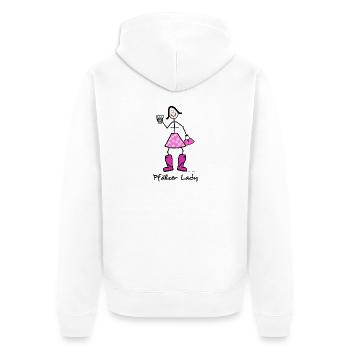 Pfälzer Lady - Unisex Premium Bio Zip Hoodie - Weiß - Hinten - Thijin (182cm)