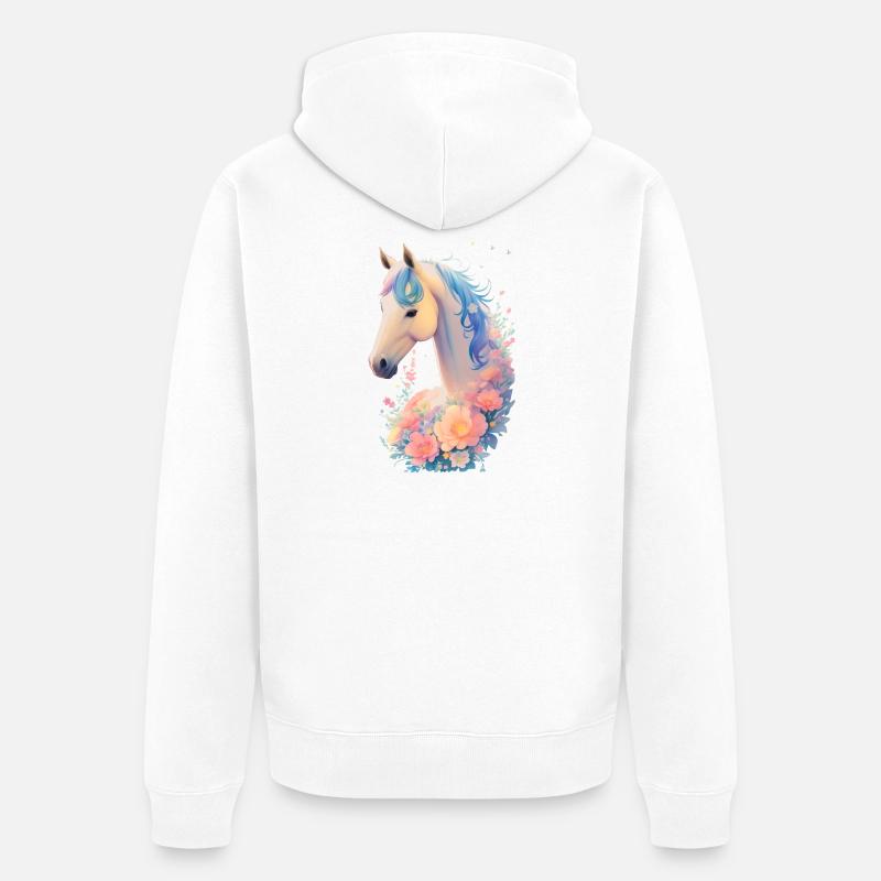 Blütenpferdchen - Unisex Premium Bio Zip Hoodie - Weiß