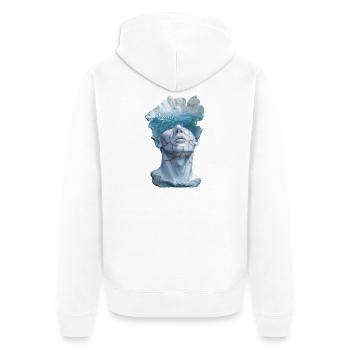 surreale Marmorstatuenbüste - Unisex Premium Bio Zip Hoodie - Weiß - Hinten - Thijin (182cm)